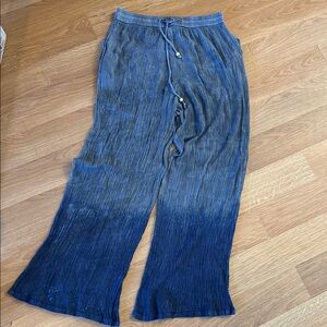 Advance Apparels Boho Beach Pants FREE size elastic waist Blue Ombre Rayon